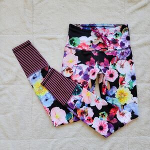 Old Navy Floral & Stripe High Rise Fitted Tight Leggings